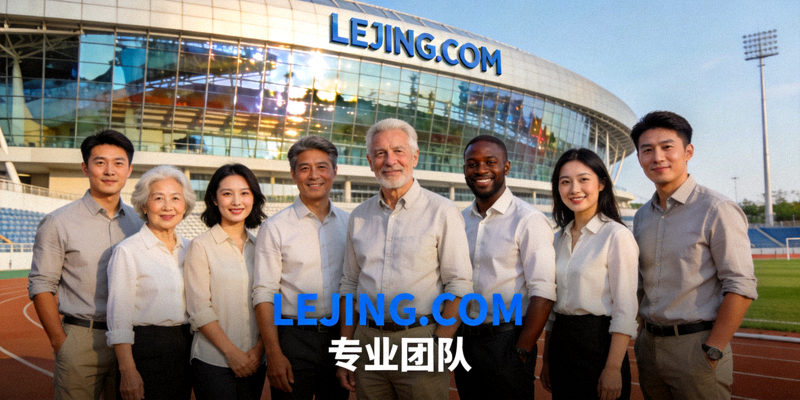 LEJING.COM 多元化专业团队在体育场馆前合影