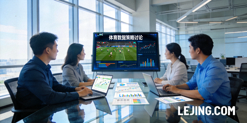 LEJING.COM 团队在现代化办公室讨论体育数据策略